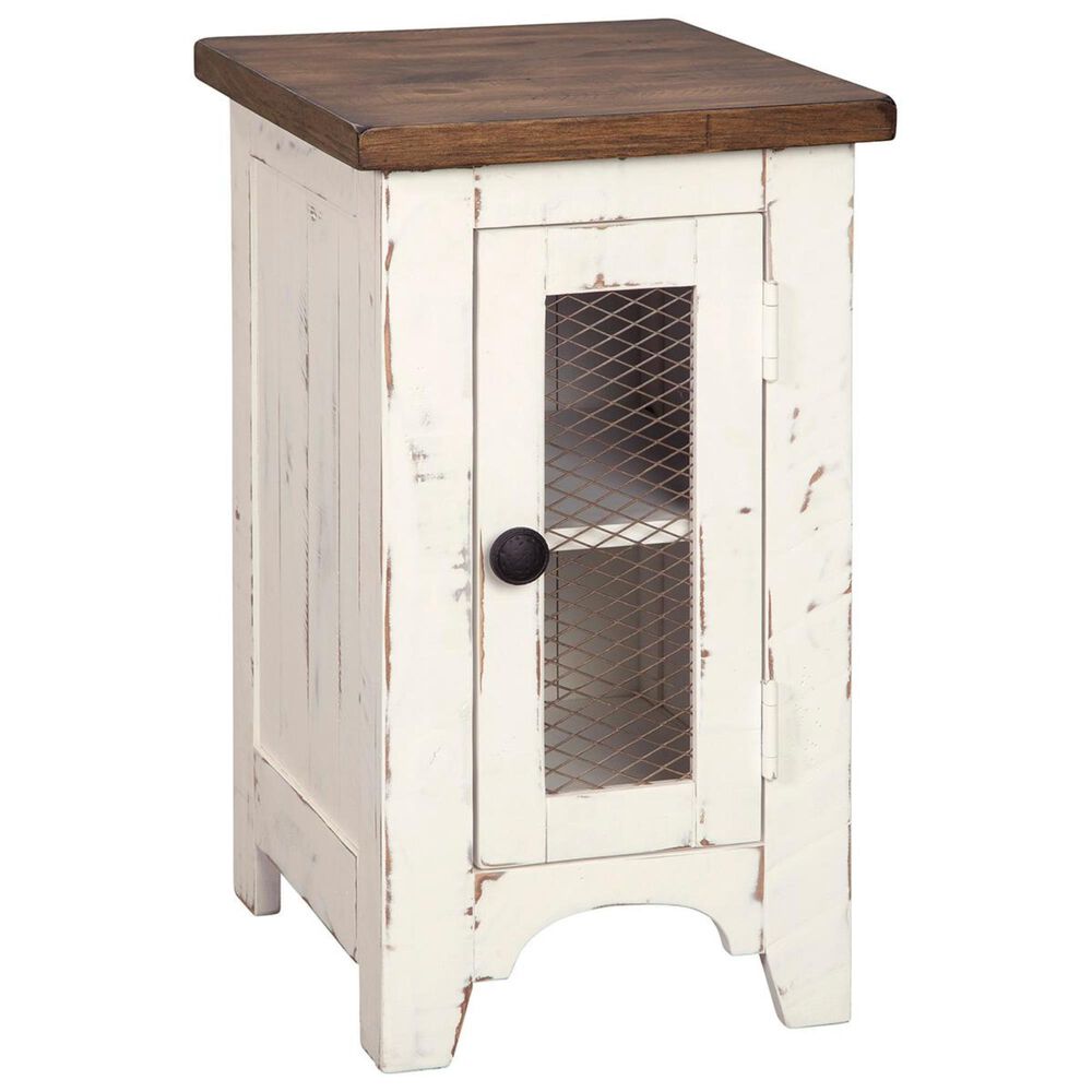 Ashley Wystfield Chairside Table in Vintage White and Warm Brown, , large
