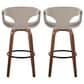 LumiSource Curva 30" Swivel Barstool with Light Grey Upholstery in Walnut and Black (Set of 2), , large
