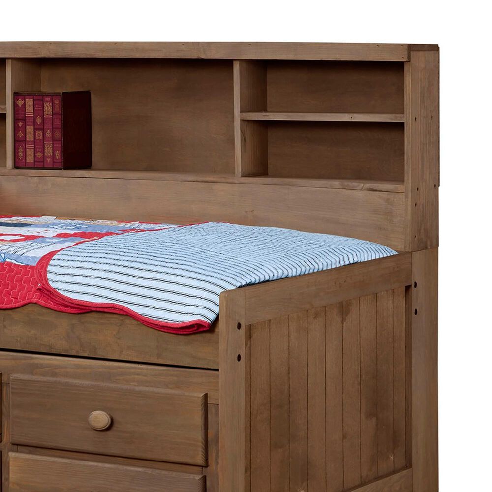 Rusticvale Twin Day Bed with Trundle and Drawer in Chestnut, , large