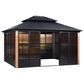 HOMLUX 12" x 14" Outdoor Hardtop Sunroom Gazebo with Aluminum Frame in Black, , large