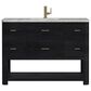 James Martin Vanities Lucian 48" Single Bathroom Vanity in Carbon Oak with 3 cm Victorian Silver Quartz Top, Rectangular Sink and FreePower Wireless Charger, , large