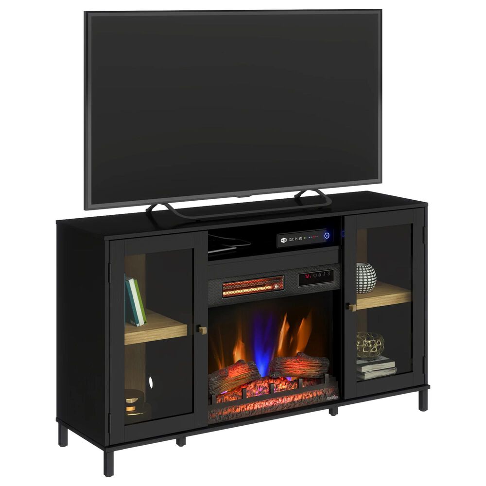 Fabio Flames Nathan 54" Electric Fireplace TV Stand in Black, , large