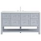 James Martin Vanities Breckenridge 60" Single Bathroom Vanity in Serenity Blue with 3 cm White Zeus Quartz Top and Rectangular Sink, , large