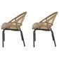 Hearth and Haven Edgar Outdoor Dining Chair with Beige Cushions in Brown (Set of 2), , large