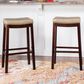 Linon Home Decor Claridge Bar Stool with Beige Cushion in Dark Brown (Set of 2), , large