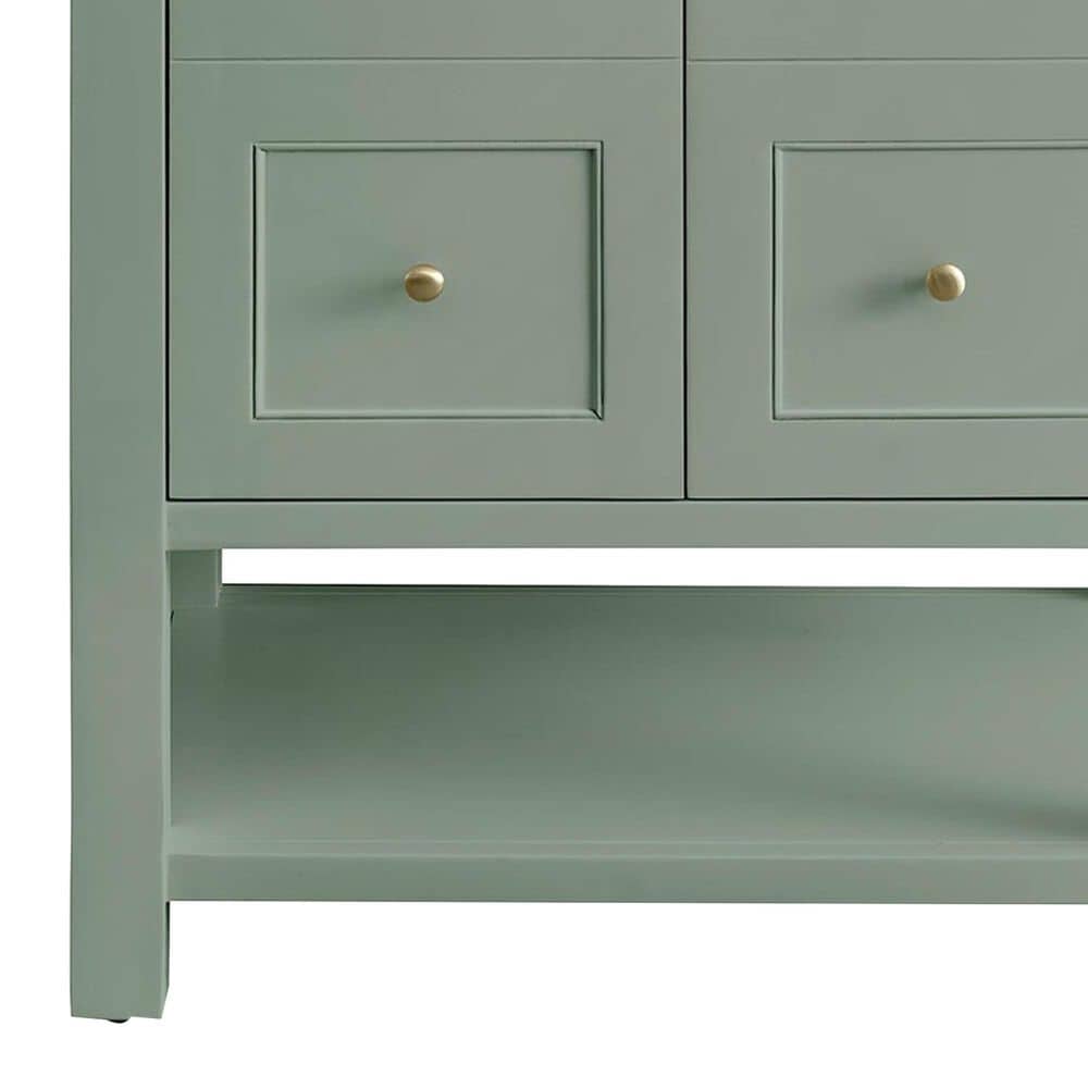 James Martin Vanities Breckenridge 30&quot; Single Bathroom Vanity in Smokey Celadon with 3 cm White Zeus Quartz Top and Rectangular Sink, , large