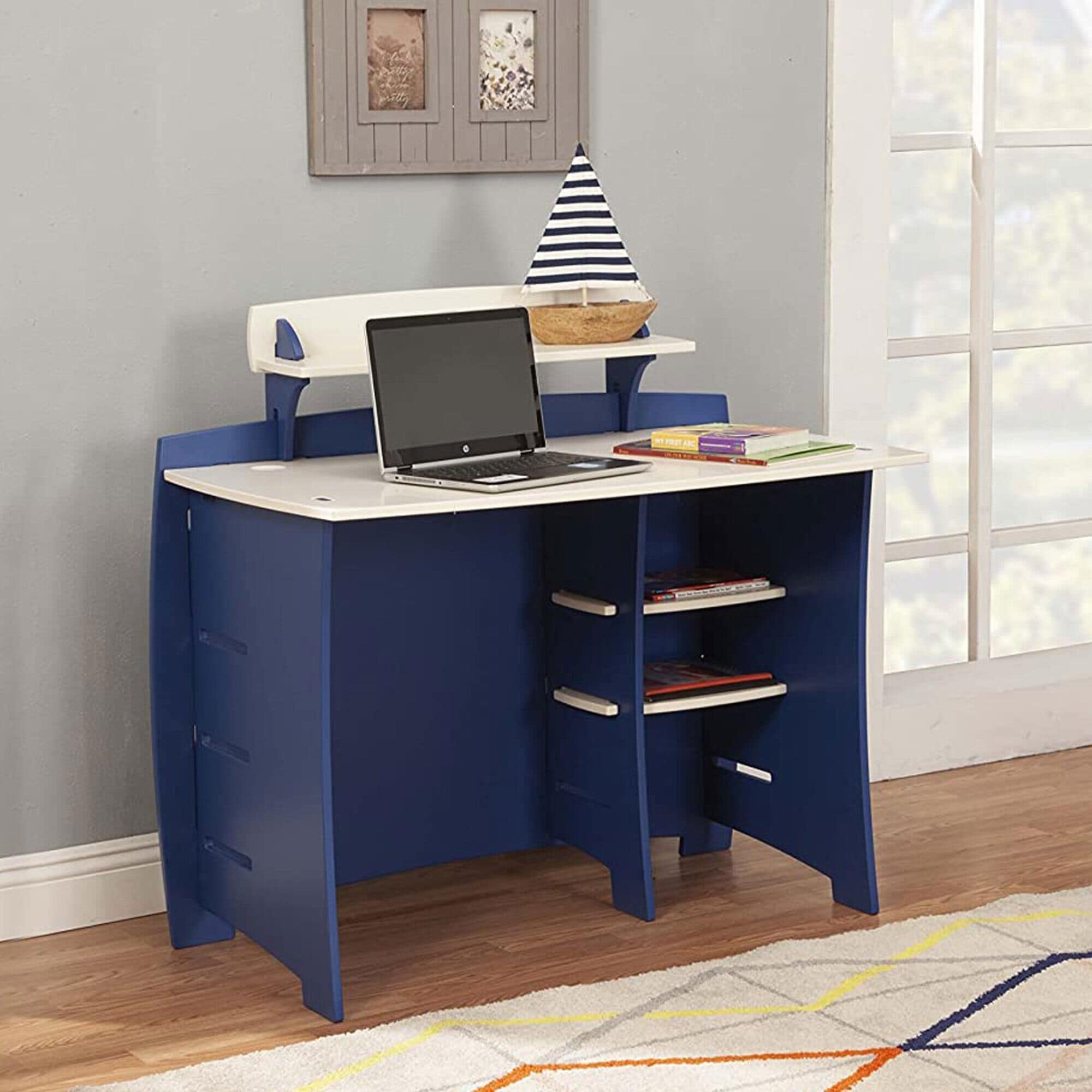 Legare Legare 4 Piece Kids Desk Set in Blue and White NFM