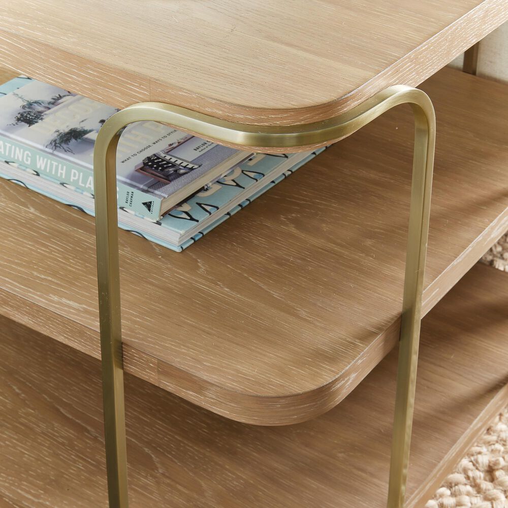 Hooker Furniture Banyon Bay Two-Tier End Table in Desert Oak and Brushed Brass, , large