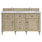 James Martin Vanities Lorelai 60" Double Vanity in Whitewashed Oak with 3 cm Carrara White Marble Top, , large
