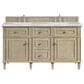 James Martin Vanities Lorelai 60" Double Vanity in Whitewashed Oak with 3 cm Carrara White Marble Top, , large