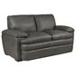 Superb Leather Leather Stationary Loveseat in Oslo Dark Grey, , large