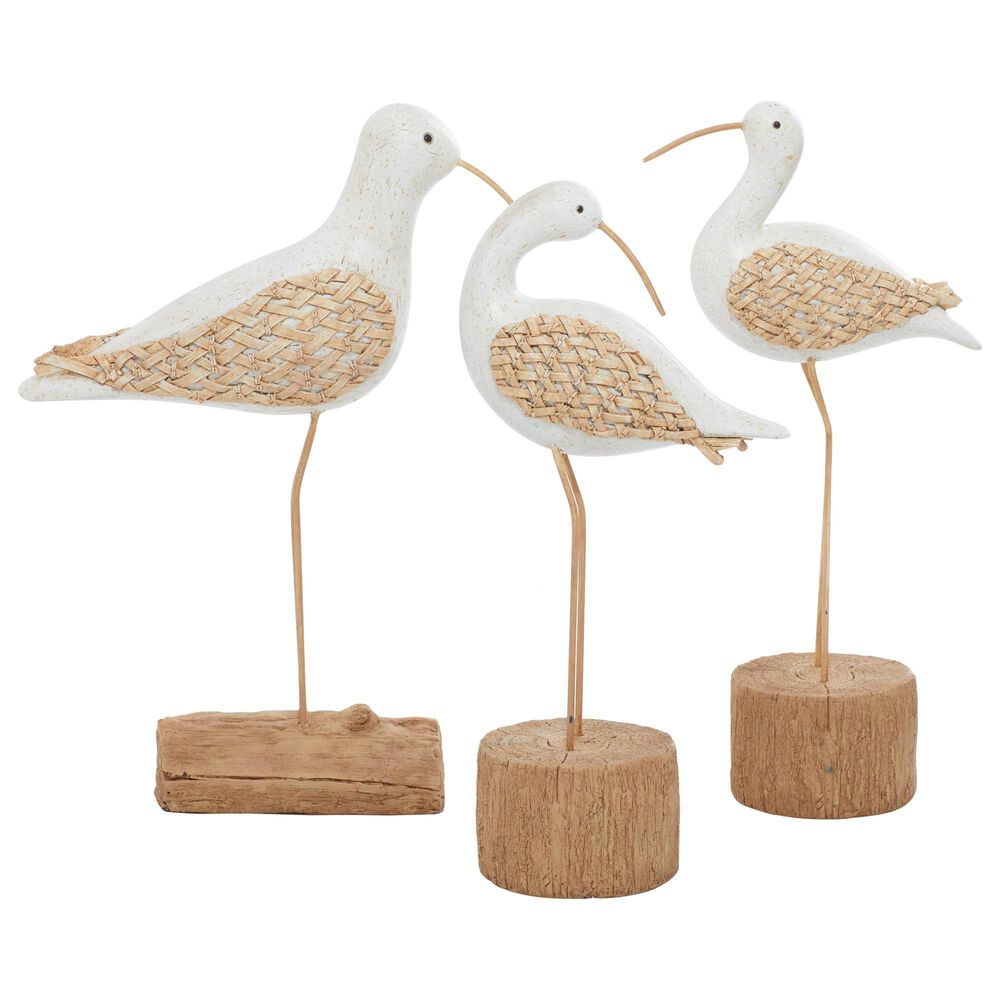 Maple and Jade Contemporary Polystone Sculptures in Tan and White (Set of 3), , large