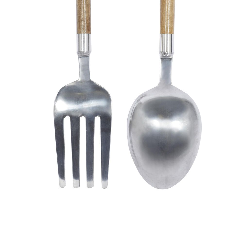 Maple and Jade 22&quot; x 7&quot; Kitchen Utensils Wall Decor in Brown and Silver &#40;Set of 2&#41;, , large