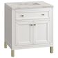 James Martin Vanities Chicago 30" Single Bathroom Vanity in Glossy White with 3 cm Victorian Silver Quartz Top and Rectangular Sink, , large