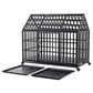 HOMLUX 55" Heavy Duty Dog Cage Pet Crate with Roof and Window on Roof in Black, , large