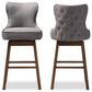 Baxton Studio Gradisca Swivel Bar Stool with Grey Cushion in Dark Walnut (Set of 2), , large