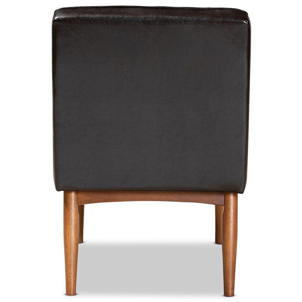 Baxton Studio Daymond Side Chair with Dark Brown Faux Leather in Walnut Brown, , large