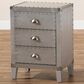 Baxton Studio Claude 3-Drawer Nightstand in Silver, , large