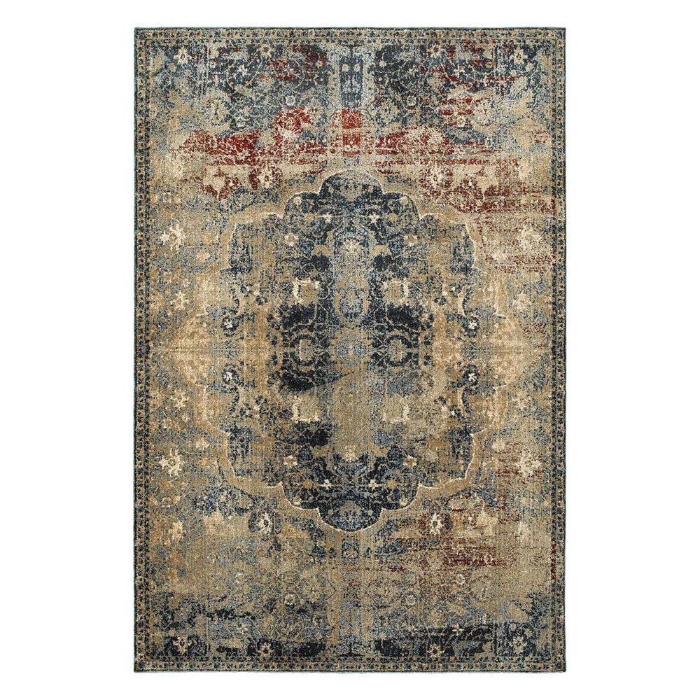 Oriental Weavers Empire 4449H 7"10" x 10"10" Gold/Blue Area Rug, , large