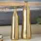 Maple and Jade 2-Piece Decorative Vase Set with Wavy Accents and Textured Ridges in Shiny Gold, , large