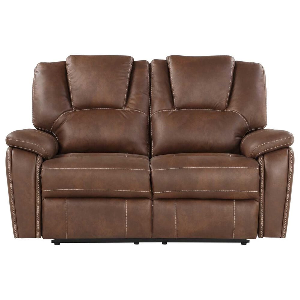 Steve Silver Katrine Manual Reclining Loveseat in Chestnut Brown, , large