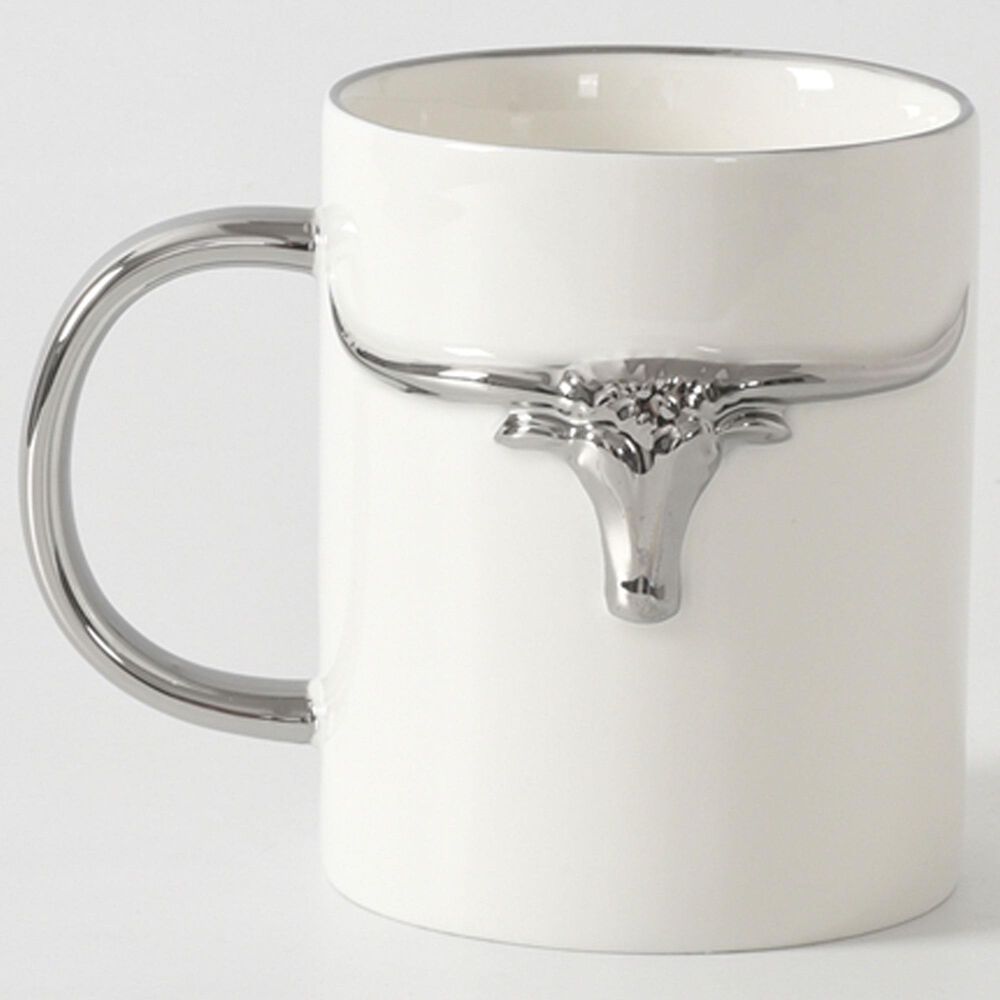 Pampa Bay Longhorns Mug in White and Silver, , large