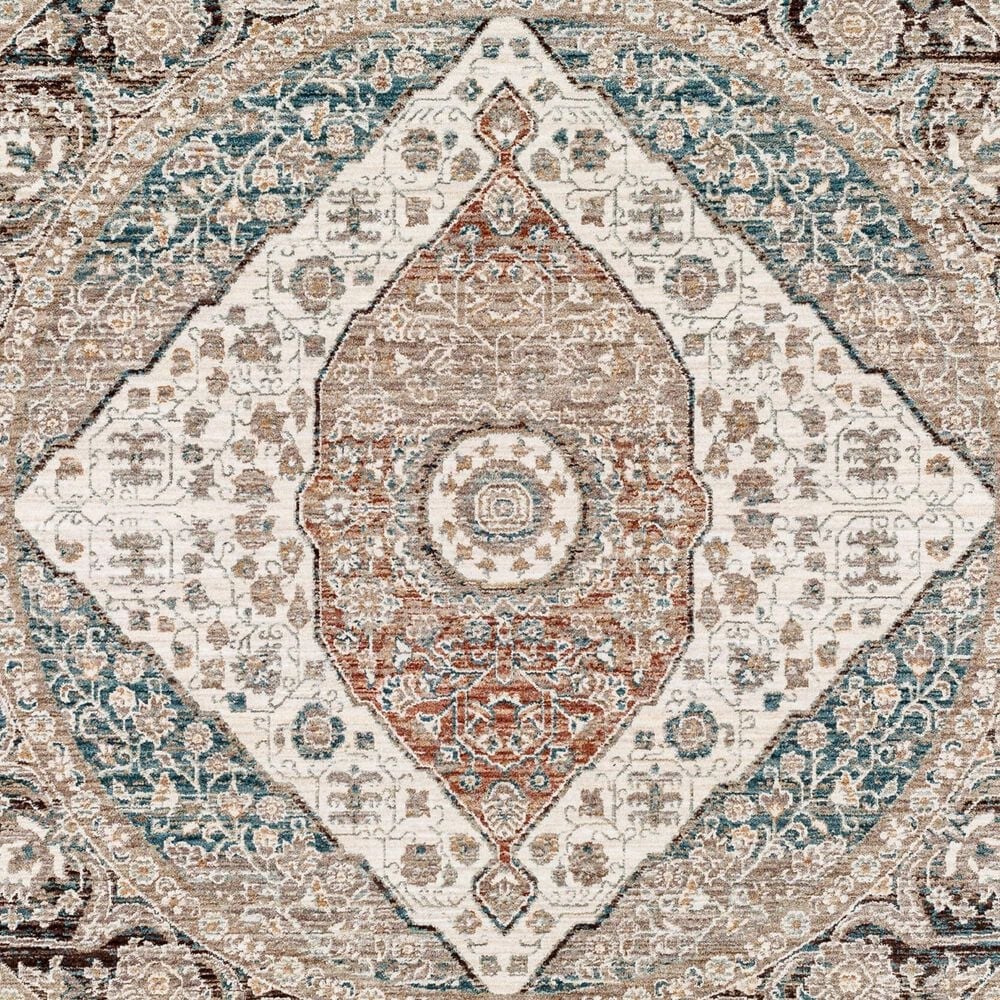 Surya Carlisle Oriental 5&#39;3&quot; Round Light Sage, Pale Blue, Dusty Pink, Cream, Light Gray and Medium Brown Area Rug, , large
