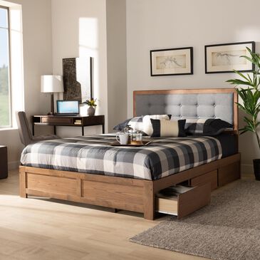 Baxton Studio Lene Full Platform Storage Bed in Grey/Ash Walnut, , large