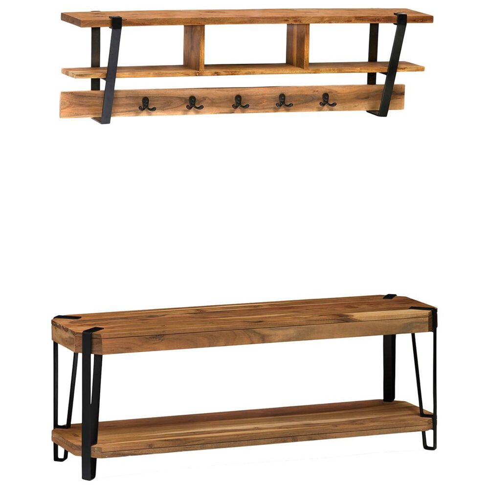 Bolton Furniture Ryegate 48" Bench and Coat Hook Set in Natural, , large