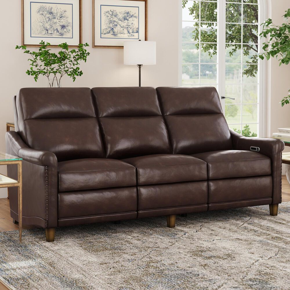 Flexsteel Elizabeth Power Sofa with Headrest in Brunette, , large