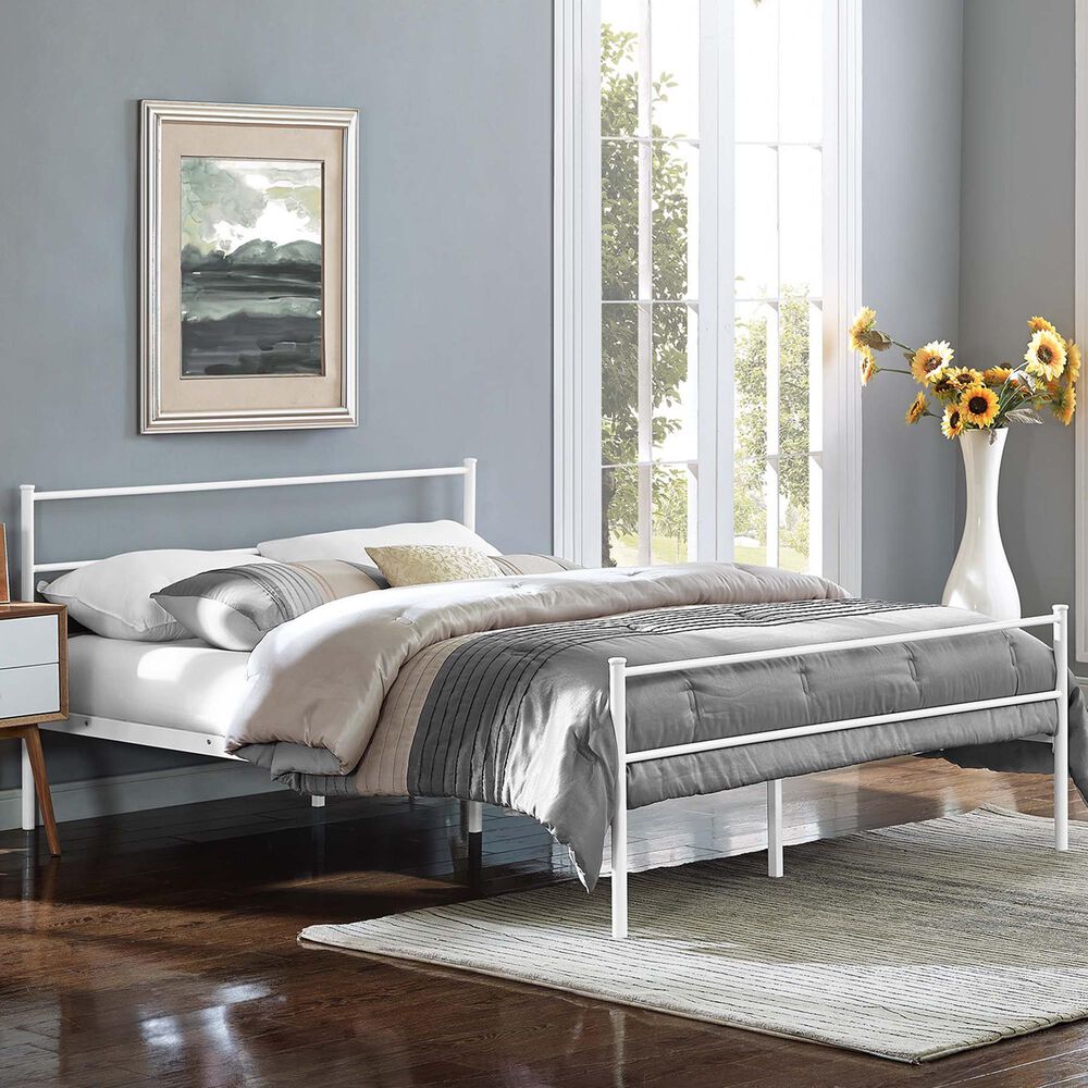 Modway Alina Queen Platform Bed Frame in White, , large