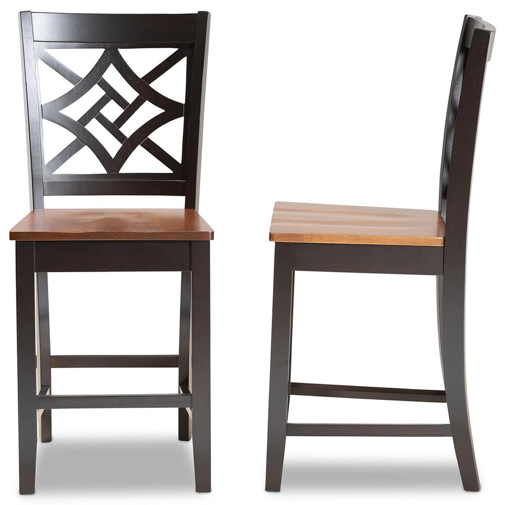 Baxton Studio Nicolette Counter Stool in Dark Brown and Walnut Brown (Set of 2), , large