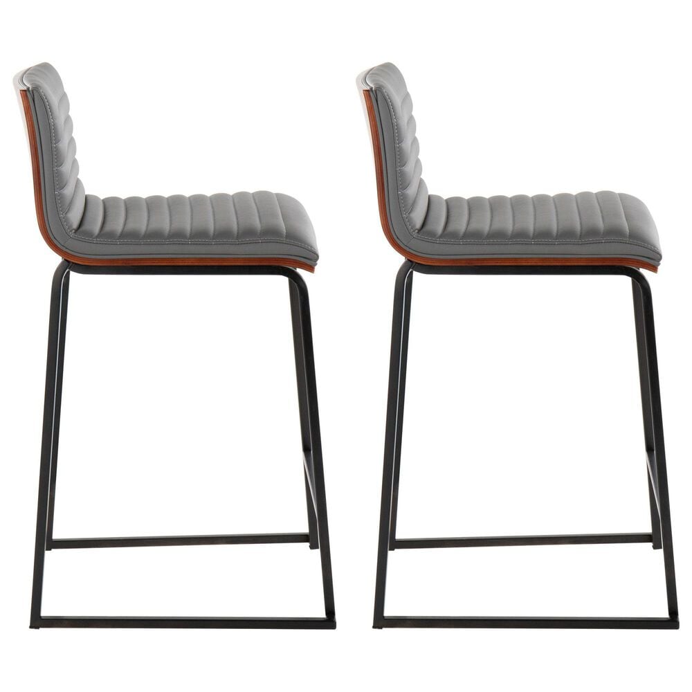 Lumisource Mason Mara Counter Stool with Grey Cushion in Black and Walnut &#40;Set of 2&#41;, , large
