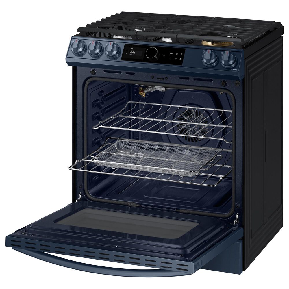Samsung Bespoke Smart Slide-in Gas Range 6.0 cu. ft. w/ Smart Dial, Air Fry &amp; Wi-Fi in Navy Steel, , large