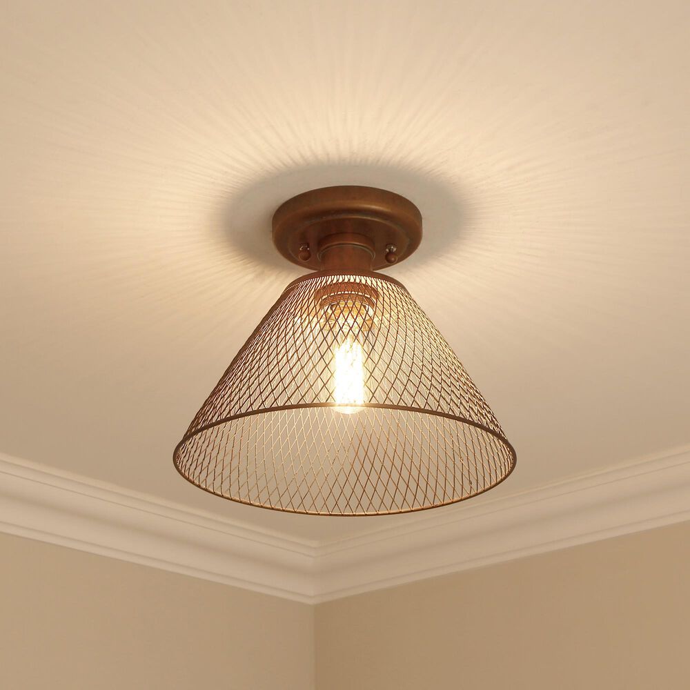 Golden Lighting Carver 1-Light Semi-Flush in Copper Patina, , large