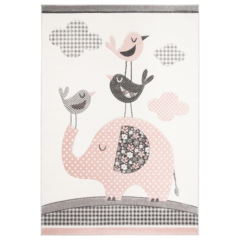 Safavieh Carousel CRK127 8" x 10" Pink and Ivory Kids Area Rug, , large
