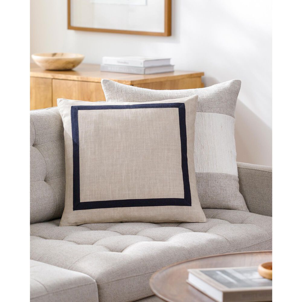 Surya Ritzy 20&quot; x 20&quot; Throw Pillow in Black and Beige, , large