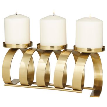Maple and Jade Contemporary 3-Pillar Twisted Metal Candle Holder in Gold, , large