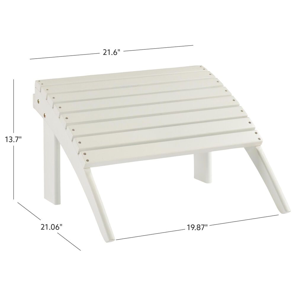 Linon Home Decor Adirondack Patio Ottoman in White, , large