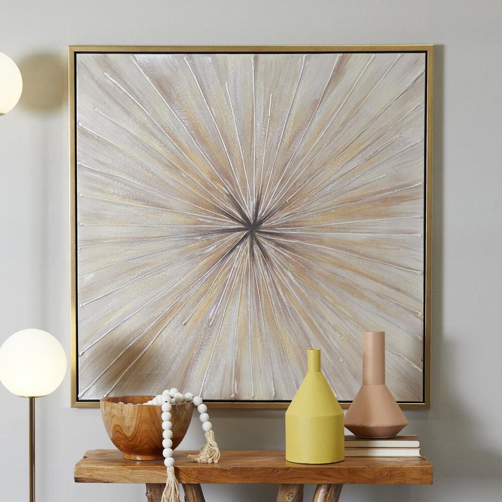Maple and Jade 39&quot; x 39&quot; Framed Wall Art in Brown, Gold and White, , large