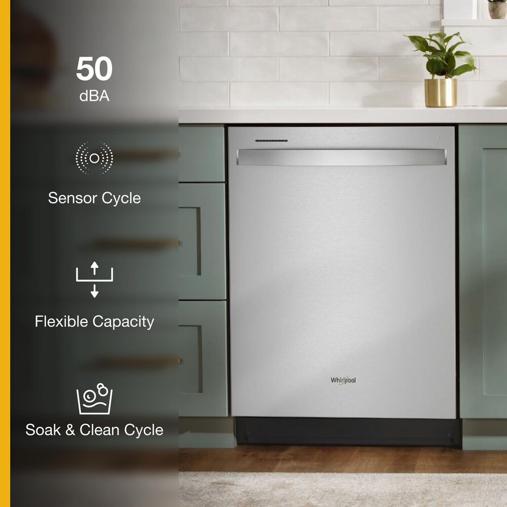 Whirlpool 24" Built-In Dishwasher with AI Intelligent Wash and Tall Top Rack in Fingerprint Resistant Stainless Steel, , large