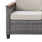 Sunwell Garden 32"H 3-Seater Outdoor Sofa with Acacia Wood Armrests and Beige Cushions in Gray, , large