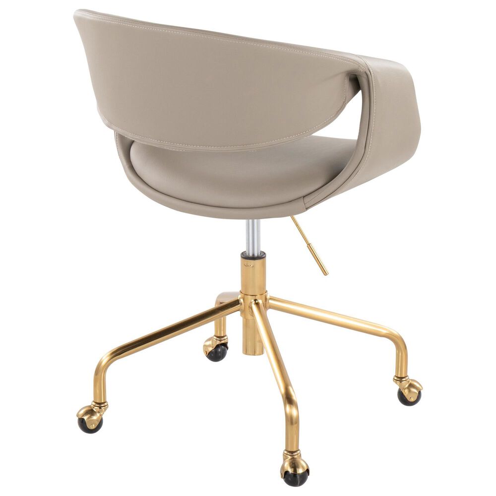 Lumisource Curvo Task Chair with Light Grey Cushion in Gold, , large