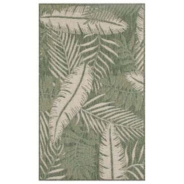 Nourison Garden Oasis GOA02 Green and Ivory 3" x 5" Indoor/Outdoor Area Rug, , large
