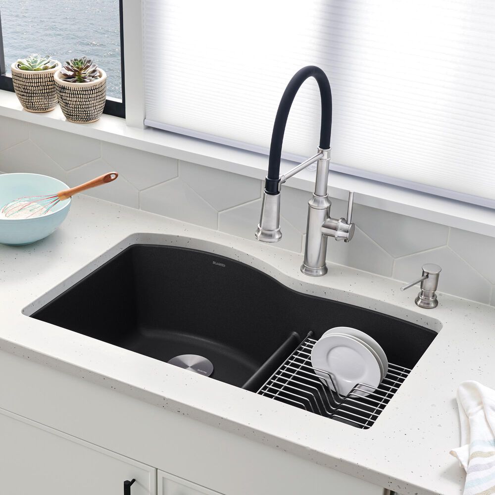 Blanco Diamond 32&quot; 1-3/4 Double Bowl Kitchen Sink with Low Divide in Anthracite, , large