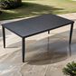 Hearth and Haven Outdoor Rectangular Dining Table with Umbrella Hole and Tapered Feet in Ember Black - Table Only, , large