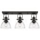 Golden Lighting Hines 3-Light Semi Flush in Rubbed Bronze with Seeded Glass, , large