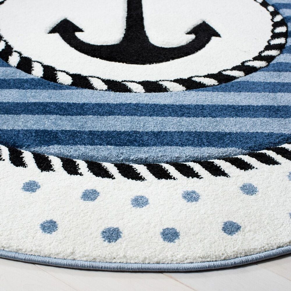Safavieh Carousel Nautical 6&#39;7&quot; Round Navy and Ivory Kids  Area Rug, , large