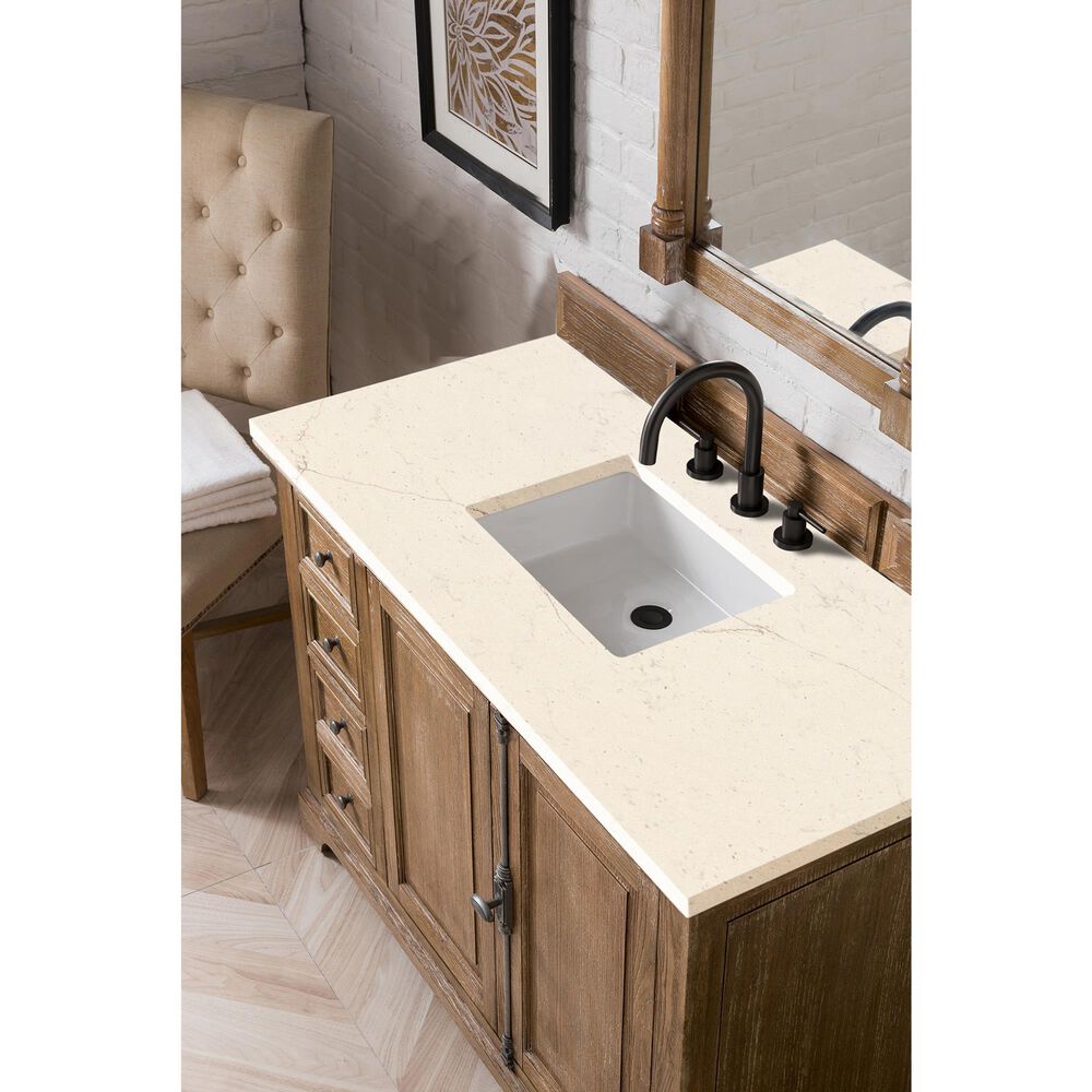 James Martin Vanities Providence 48&quot; Single Bathroom Vanity in Driftwood with 3 cm Eternal Marfil Quartz Top and Rectangular Sink, , large