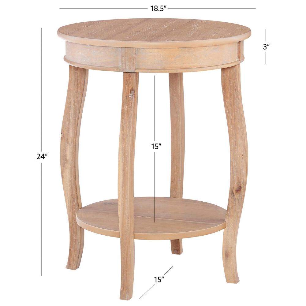 Linon Home Decor Aura Round Side Table in Natural, , large